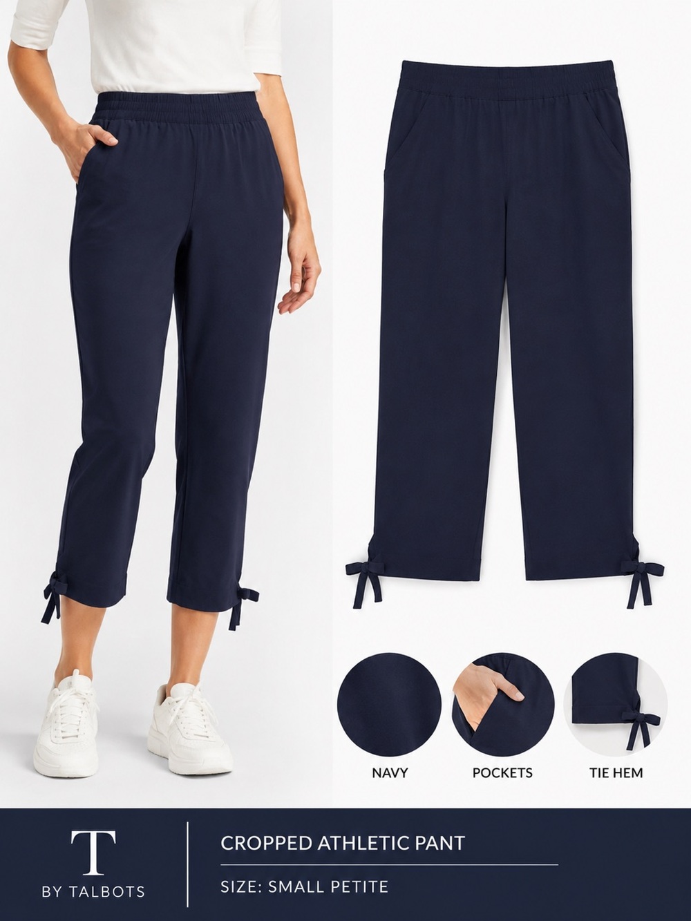 T by Talbots cropped pants size small petite navy blue
